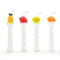 Gobelets en verre à spirale torsadée fantaisie, dinosaure, requin, sirène, flamant rose, ange, en plastique PET, paille unique pour boisson glacée
