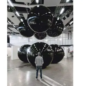 Large Ornaments For Interior House Hot Sale Ceilings Ornaments Black Globe Disco Ball Big Shiny Ball Set