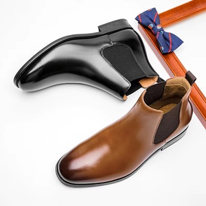 Nouvelles Bottes d'Hiver Formelles pour Hommes en Cuir Véritable, Lavables, Cousues Goodyear, Style Rétro Amekaki, Chaussures de Travail à Lacets - Product Image 4