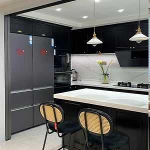 יוקרה העליון המוכר אופנתי שחור נירוסטה ידידותי לסביבה ארונות מטבח מודרני ארונות מטבח מודרני ידית גבוהה - Product Image 4