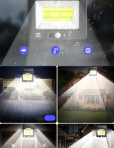 Luz de jardín solar para exteriores con control remoto inalámbrico, lámpara activada por movimiento, linterna de detección PIR, lámpara de pasillo, resistente al agua - Product Image 6