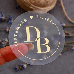 Tùy chỉnh tự dính không thấm nước rõ ràng Logo in lá vàng dập Nhãn dán nhãn cuộn cho phong bì gói quà tặng niêm phong - Product Image 1