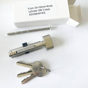 צילינדר נעילה מפליז 6 סיכה 30 + 30 מ "מ כפתור צילינדר 3 מפתחות יורו - Product Image 2