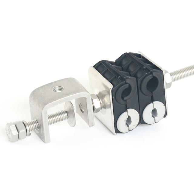Two Holes Cables Coaxial High Voltage Fiber Cable Hanger Price/feeder Clamp 7 8