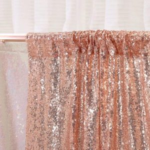 Roségoldene Hintergrundvorhänge, 2 Stück, 4,5 x 8 Fuß, Paillettenstoff-Hintergrund, Glitzer-Ballhintergrund, Draperien für Babypartys, Fotohintergrund - Product Image 3