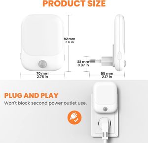 <b>LED</b> Modern <b>Plug</b>-<b>In</b> Night <b>Light</b> with Auto Dusk to Dawn Motion Sensor Soft Warm White for Bedroom - Product Image 3
