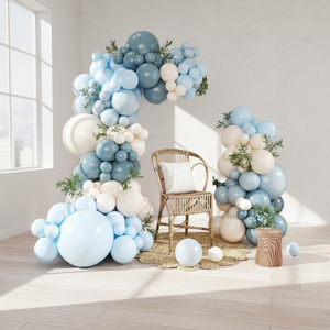 Kit de Arco de Globos Desechables Azul Polvoriento de 124 Piezas con Globos Macaron y Azul Claro para Fiestas de Cumpleaños, Bebés y Niños Pequeños - Product Image 6