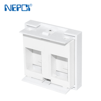 Plaque murale NEPCI 45x45mm à double port RJ45 avec obturateur XJY-NE-210, module Keystone 2 ports avec couvercle en plastique