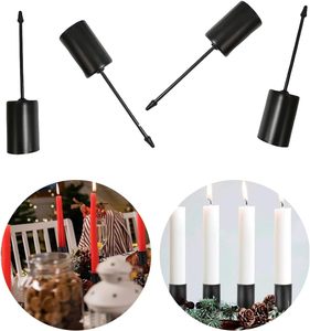 Weihnachtskranz-Kerzenhalter-Set, 4 Stabkerzenhalter, Adventskranzhalter, Eisen, Schwarz, Spikes, Hochzeit, Party, Weihnachtstisch - Product Image 2
