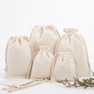 Wholesale Recyclable Cotton <b>Canvas</b> Drawstring <b>Bags</b> Grocery Organic Muslin Dust <b>Bag</b> for Wedding Party Gift Packaging - Product Image 1