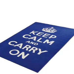 Classic blue color rug customized hand tufted rug keep calm and carry on