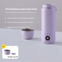 Bouilloire Électrique Portable USB Premium 400W 500ml A+++ avec Contrôle Numérique, Isolation 12H, Anti-Fuite, pour Maison, Voiture, Hôtel, Bureau, Voyage