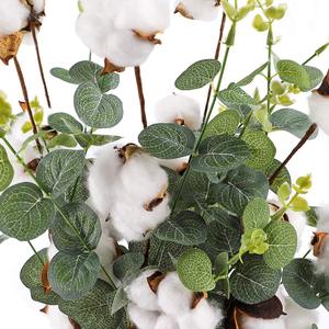 Dried <strong>Cotton</strong> Real Floral <strong>Stems</strong> Flowers 4 <strong>Cotton</strong> Heads With Eucalyptus Leaves for Home Farmhouse Floral Decoration - Product Image 3