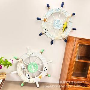 Shuangyi moderno océano timón 28cm colgante decorativo grieta timonel madera Mini timón colgante de pared de alta calidad al por mayor - Product Image 3
