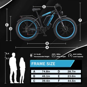 26" Fat Tire V3 E-Mountain Bike 48V Lithium <b>Battery</b> 23Ah Dual Motor AWD Waterproof for Adults EU Stock Long Range Exceeds 40 Mil - Product Image 4