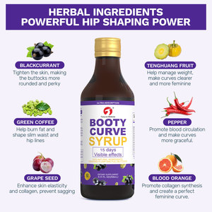 Sciroppo per l'ingrandimento dei glutei, integratore liquido a base di estratti erboristici, bevanda naturale vegana per l'ingrandimento dei glutei e il miglioramento dei fianchi - Product Image 3