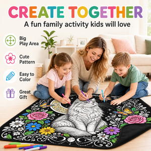 Couverture en peluche personnalisable à colorier soi-même pour chat, avec 24 marqueurs de couleur, réutilisable, lavable, cadeau artistique pour enfants, décoration intérieure - Product Image 2