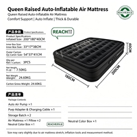 Matelas pneumatique gonflable en PVC floqué avec pompe intégrée, taille double/grand lit/king size, lit d'appoint surélevé portable pour la maison, le camping, les voyages en plein air