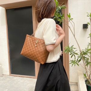 Fashionable <b>Large</b> Capacity Luxury Embroidered Tote Satchel <b>Handbag</b> Custom Logo Crown Hardware Solid Color Nylon Lined Zipper - Product Image 1