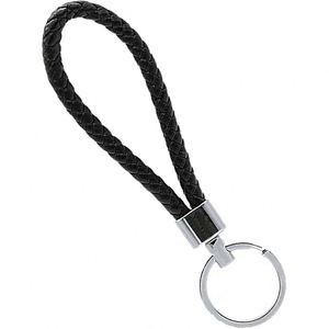 Porte-clés en cuir tressé fait main coloré avec anneau en acier inoxydable, pendentif de pochette, accessoires de mode pour hommes et femmes - Product Image 1