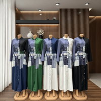 Robe d'été tendance 2026 à blocs de couleur et col en V, tenue de bureau élégante et professionnelle, vêtement quotidien modeste pour femmes africaines