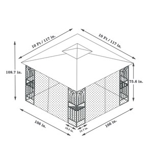 10x10 Modern OEHOME Outdoor Patio Gazebo <b>Canopy</b> Tent Ventilated Double <b>Roof</b> Detachable Mosquito Netting Outdoor Furniture - Product Image 6