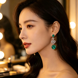 ต่างหูเงินแท้ S925 ประดับพลอยพาราอิบา คัลเลอร์ ยิทริอุม อะลูมิเนียม การ์เนต (YAG) ขนาด 10 มม. และ 6 มม. น้ำหนัก 9 กรัม เครื่องประดับคุณภาพสำหรับผู้หญิง รุ่น V - Product Image 2