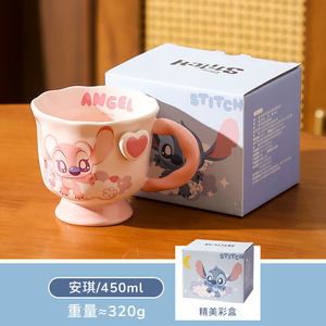 Ensemble de tasses en céramique Lilo & Stitch pour couple, motif dessin animé, mignonnes, 3D, avec cuillère, cadeau de Saint-Valentin - Product Image 6