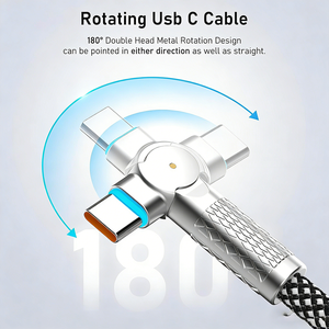 <span class=keywords><strong>C</strong></span>âble Type <span class=keywords><strong>C</strong></span> haute vitesse 240 Watts, charge rapide, 180 ° <span class=keywords><strong>C</strong></span>âble USB <span class=keywords><strong>C</strong></span> rotatif tressé, <span class=keywords><strong>c</strong></span>âble de charge Type <span class=keywords><strong>C</strong></span>, charge rapide pour téléphone - Product Image 3