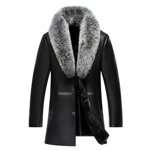 남성용 퍼 일체형 가죽 코트 빅 폭스 퍼 두꺼운 중간 길이 칼라 양가죽 코트 남성용 퍼 - Product Image 1