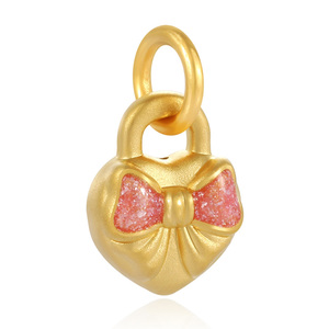 2025 <b>pink</b> gold enamel craft 24k pure gold popular love <b>bow</b> shape bracelet beaded luxury jewelry accessories - Product Image 1