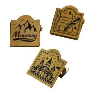 Factory Wholesale Custom Logo Design High Quality Brass Binder Clip Vintage Brass Paper Clip
