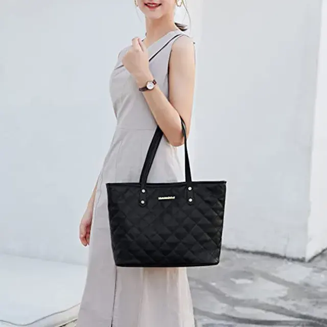 Custom Printed Logo Women Girl Quilted Handbag Shopping Daily Bag Purse Shoulder Travel Tote Bags