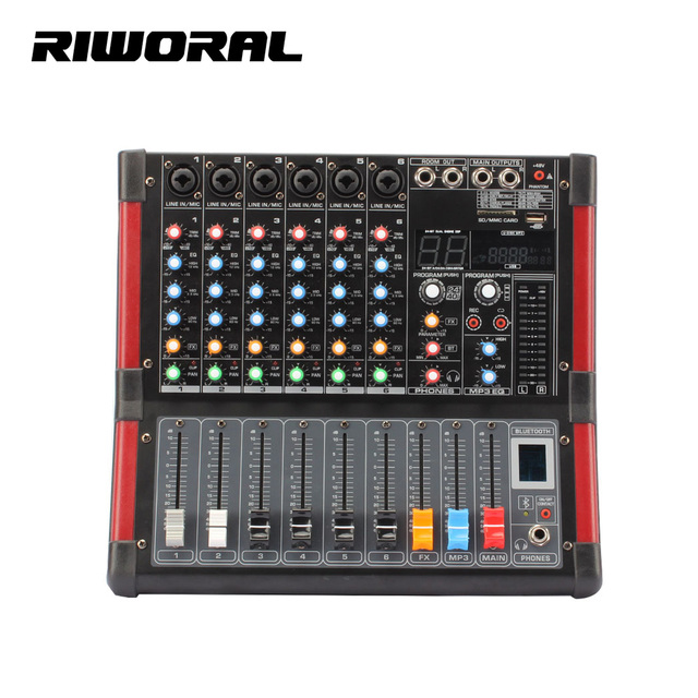 BT-600D 99 DSP Professional 6-Channel Power Mixer Amplifier Digital Audio Sound DJ Console