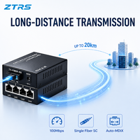 Convertidor de Medios de Fibra Óptica ZTRS, Ethernet 10/100M a Fibra SC Monomodo, 20km, RJ45, Sin Gestión, para Extensión de Red