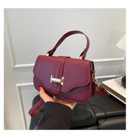 Bolso Bandolera Pequeño Cuadrado, Casual, Simple, Moderno, de Color Sólido Texturizado, Retro, para Mujer