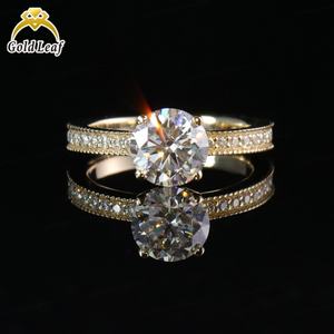 Anillo de Compromiso y Matrimonio de Oro Macizo de 10K y 18K con Diamante Cultivado en Laboratorio de 1CT-3CT, Estilo Clásico, Certificado IGI, para Fiestas - Product Image 1
