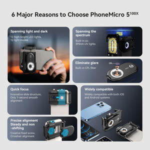 APEXEL電子機器修理用の白い暖かいUV照明付きの新しい携帯電話顕微鏡100X携帯電話レンズ - Product Image 6