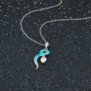 Cute <b>Snake</b> Shape Inlay Opal Classic S925 <b>Silver</b> Pendant Necklace Rhodium Plated for Wedding Party Engagement - Product Image 6