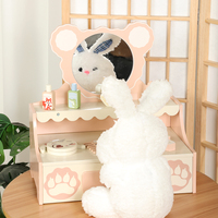 Coiffeuse multifonctionnelle en bois en forme d'ours avec miroir pour filles, jouet éducatif pour enfants