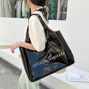 Logo personalizzato alla moda durevole impermeabile grande capacità spiaggia <span class=keywords><strong>viola</strong></span> grigio giallo spalla trasparente borsa da spiaggia in PVC - Product Image 3