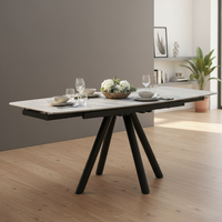 Table à manger carrée extensible 12 mm en céramique, ensemble de meubles d'hôtel de luxe moderne, résistant aux rayures et à la chaleur