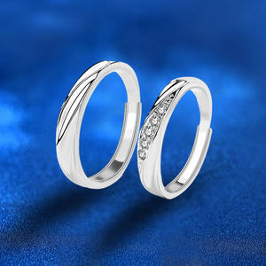 9レディースファインジュエリー925スターリングシルバー0.1カラットMoissaniteカップル用プロミスリング - Product Image 3