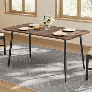 Table à manger rectangulaire moderne VASAGLE, plateau en bois, pieds en métal, 6 places, design mid-century, meubles pour la maison - Product Image 6