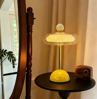 Lampe de table portable en fer, lampe de bureau rétro, style vintage, verre, intensité réglable, rechargeable, commande tactile