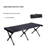 Ensemble table et chaises pliantes rectangulaires Kermit en aluminium et tissu Oxford, légères, portables, noires, robustes, pour le camping en extérieur
