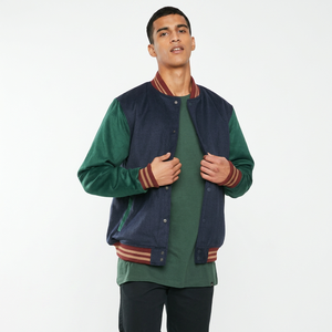 2025 New Fashion Style 100% Polyester Casual Satin Team Wear Jacket Custom Logo Breathable Color <b>Block</b> Satin Varsity Jacket - Product Image 1
