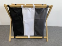 Panier à linge pliable grande capacité 2026 avec 3 compartiments, étanche, avec cadre en bambou pour vêtements sales