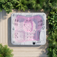 VIRLUX Spa carré moderne pour 3 personnes, bain à remous extérieur, 25 jets de massage, coque en acrylique, autoportant, écologique, garantie 5 ans