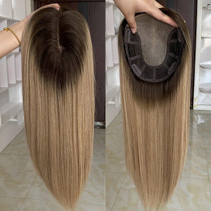 Topper de Cabello Humano con Base de Seda para Mujer con 4 Clips, Topper de Cabello con Base de Seda con Ondas de Agua - Product Image 1